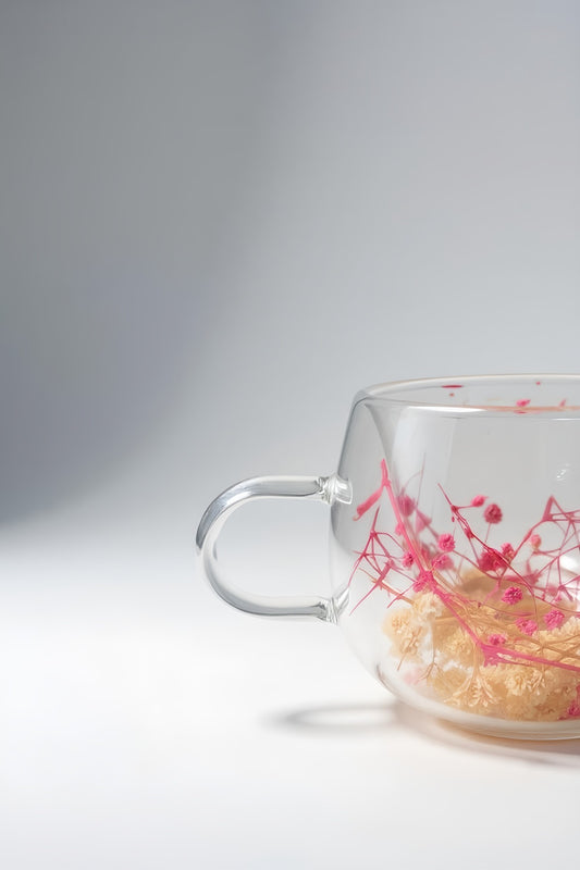 Çift Cidarlı Borosilikat 200ML Çiçek Figürlü Bardak Kupa KW-379C