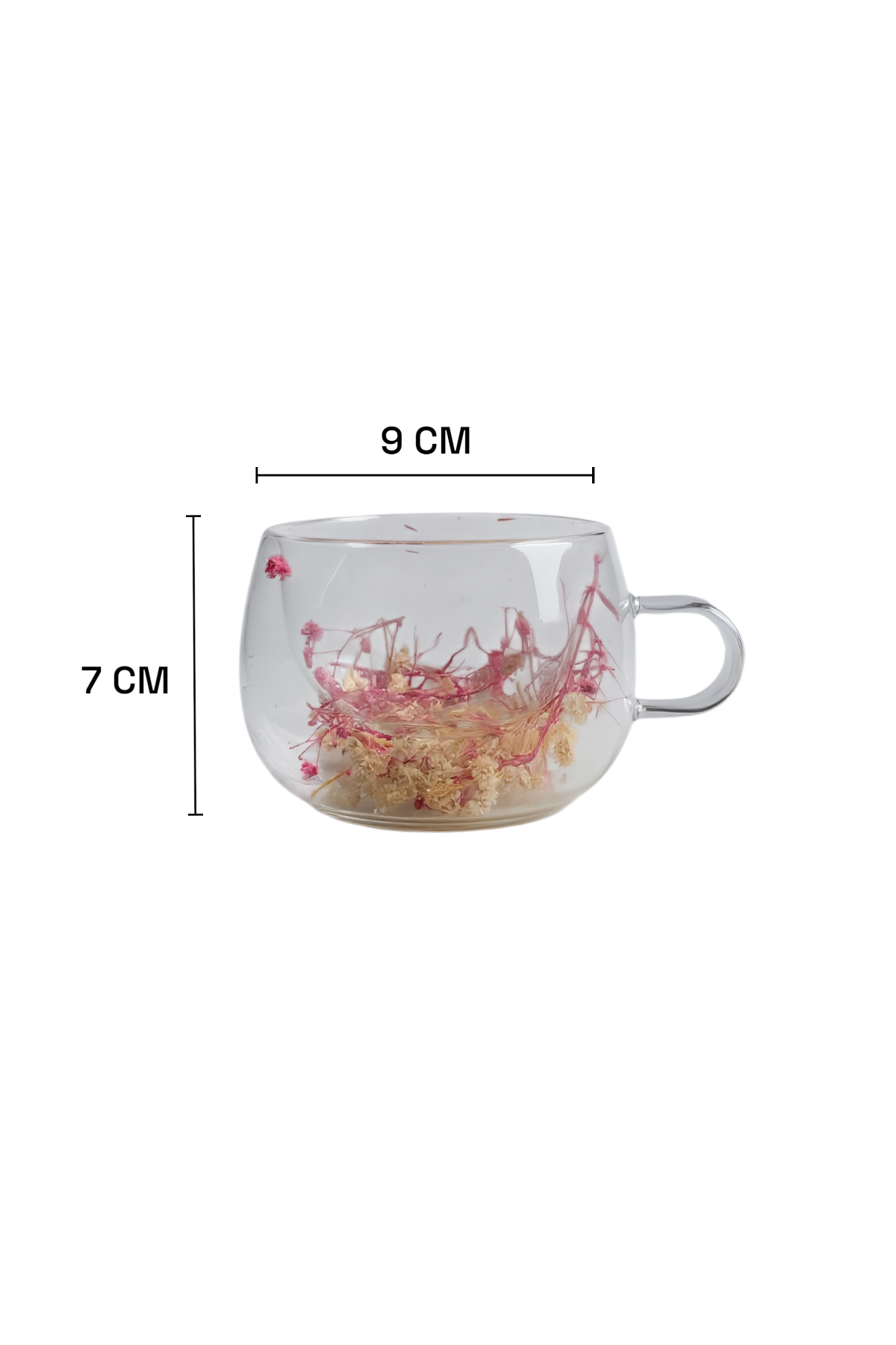 Çift Cidarlı Borosilikat 200ML Çiçek Figürlü Bardak Kupa KW-379C