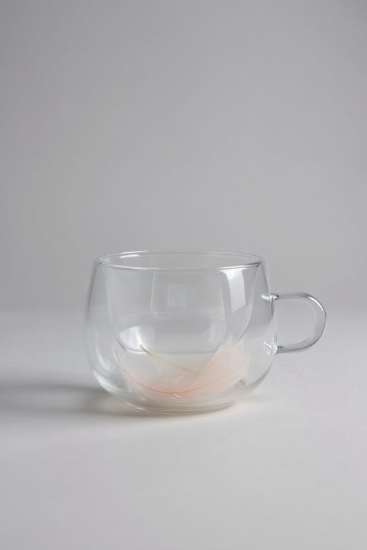 Çift Cidarlı Borosilikat 200ML Tüy Figürlü Bardak Kupa KW-379D