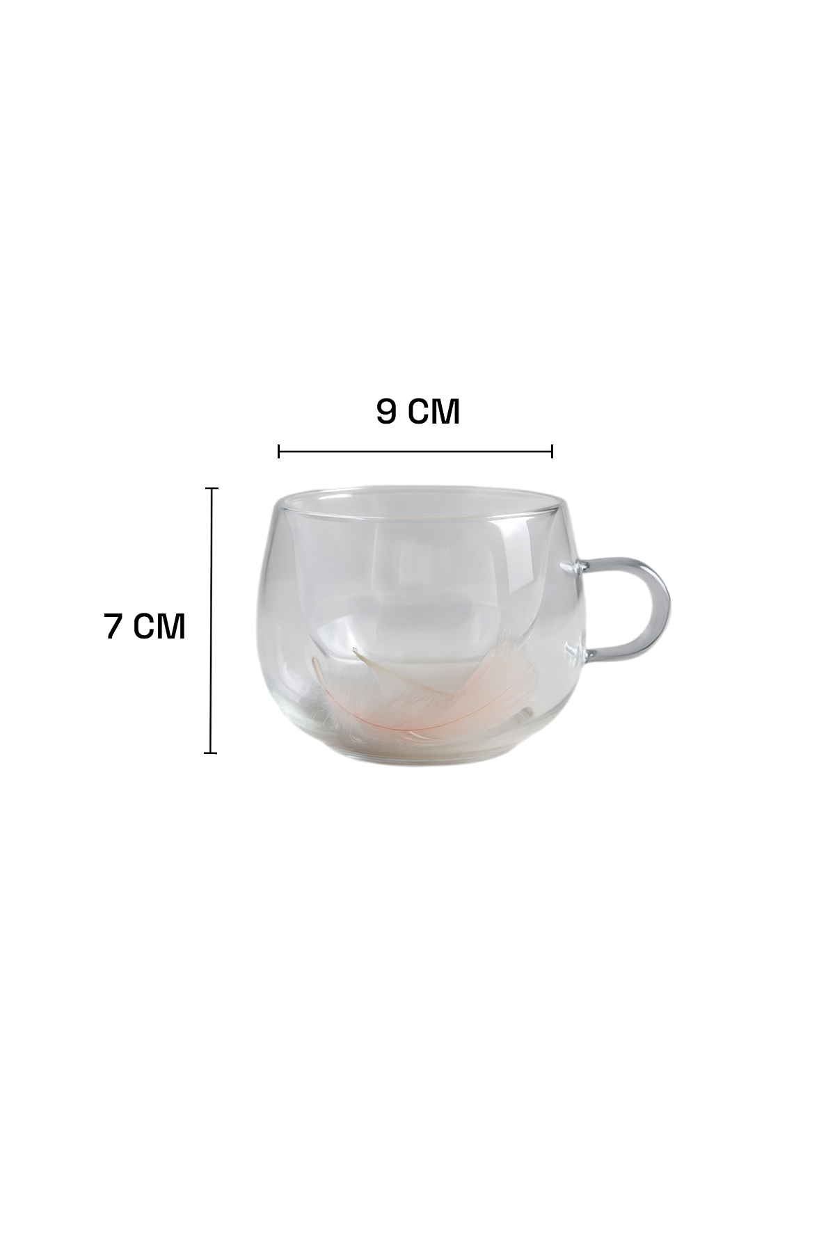 Çift Cidarlı Borosilikat 200ML Tüy Figürlü Bardak Kupa KW-379D