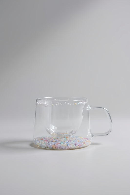 Çift Cidarlı Borosilikat 200ML Boncuk Figürlü Bardak Kupa KW-380B