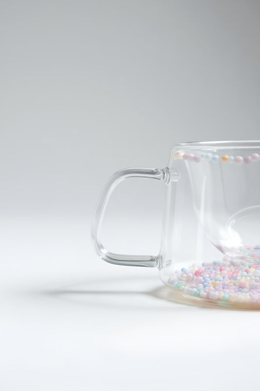 Çift Cidarlı Borosilikat 200ML Boncuk Figürlü Bardak Kupa KW-380B