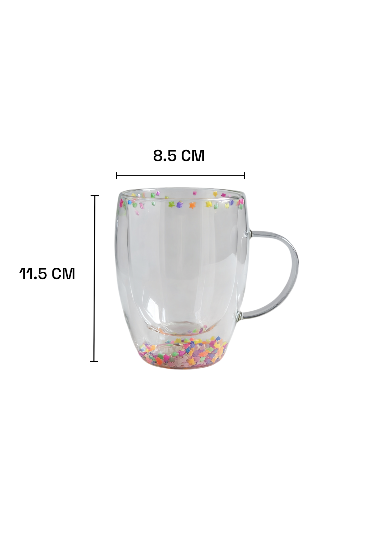 Çift Cidarlı Borosilikat 350ML Yıldız Figürlü Bardak Kupa KW-381A