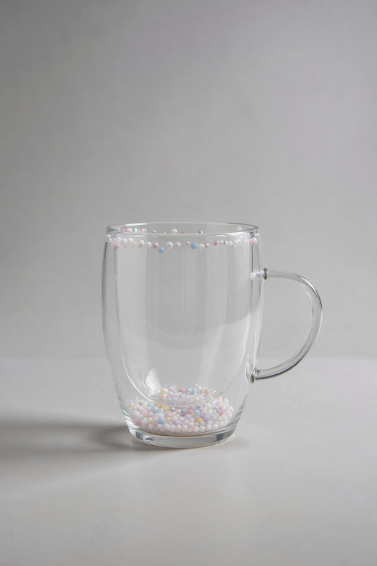 Çift Cidarlı Borosilikat 350ML Boncuk Figürlü Bardak Kupa KW-381B