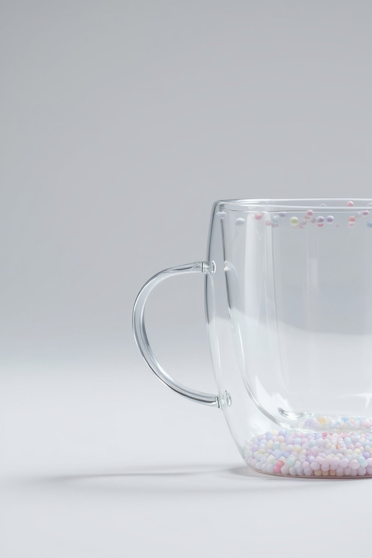 Çift Cidarlı Borosilikat 350ML Boncuk Figürlü Bardak Kupa KW-381B