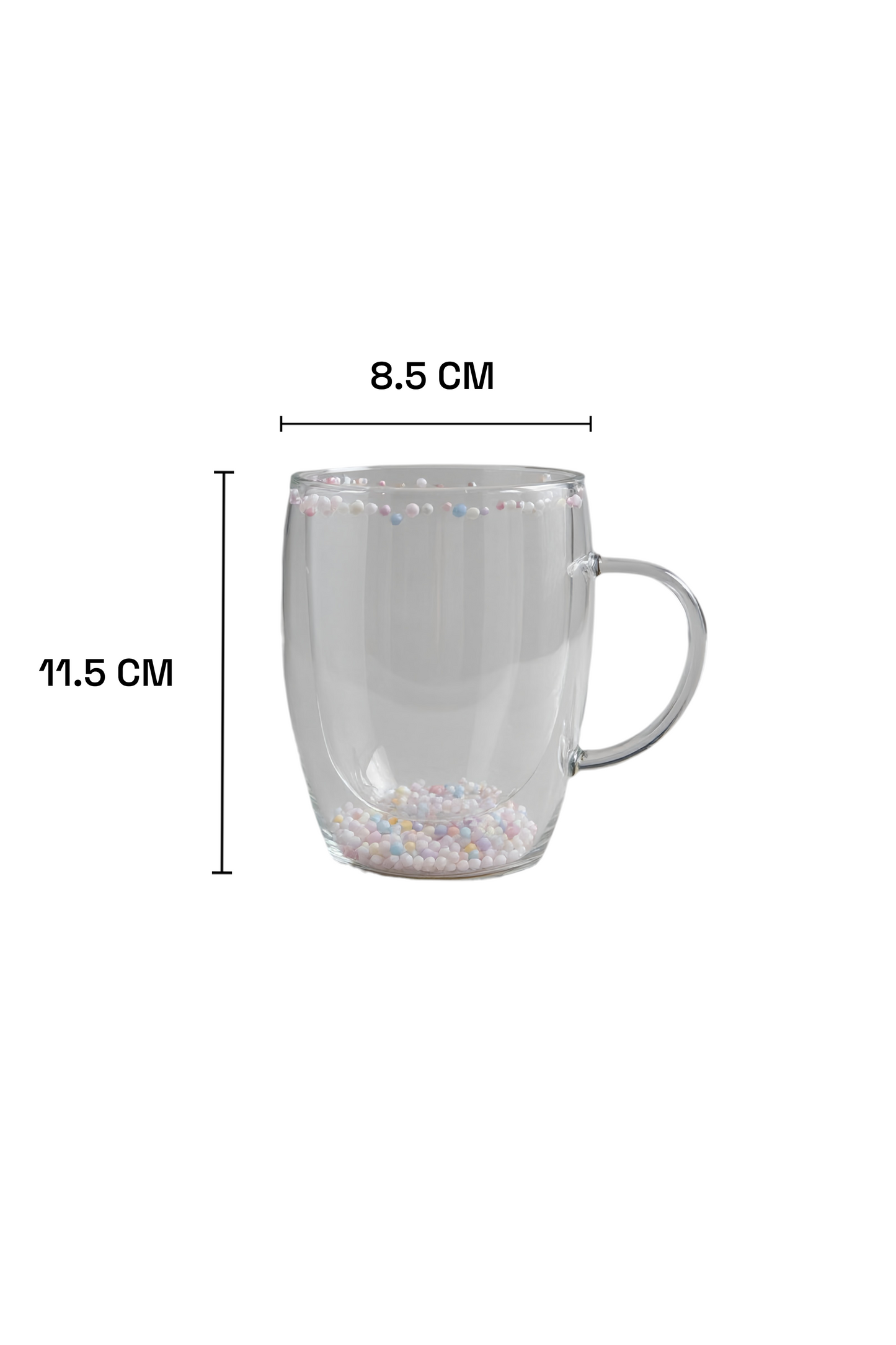Çift Cidarlı Borosilikat 350ML Boncuk Figürlü Bardak Kupa KW-381B