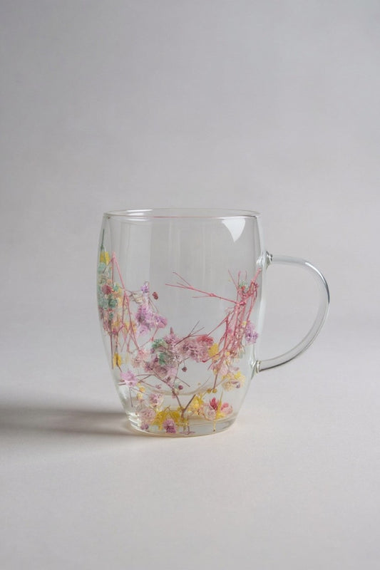 Çift Cidarlı Borosilikat 350ML Çiçek Figürlü Bardak Kupa KW-381C