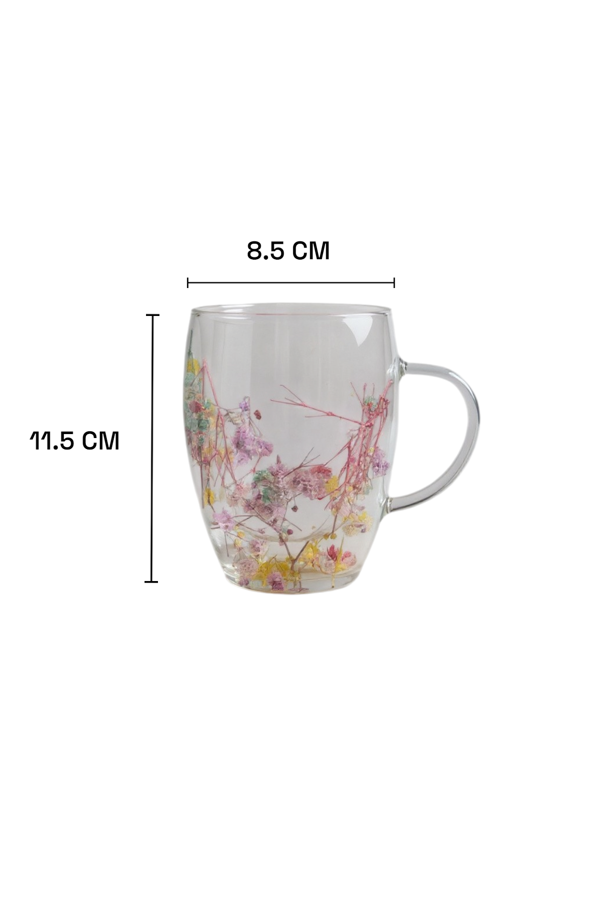 Çift Cidarlı Borosilikat 350ML Çiçek Figürlü Bardak Kupa KW-381C