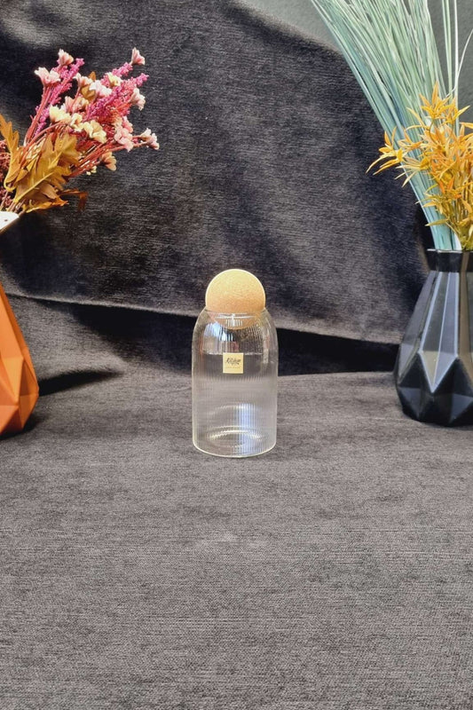 Mantar Kapaklı Borosilikat Çizgili Kavanoz KW-385B