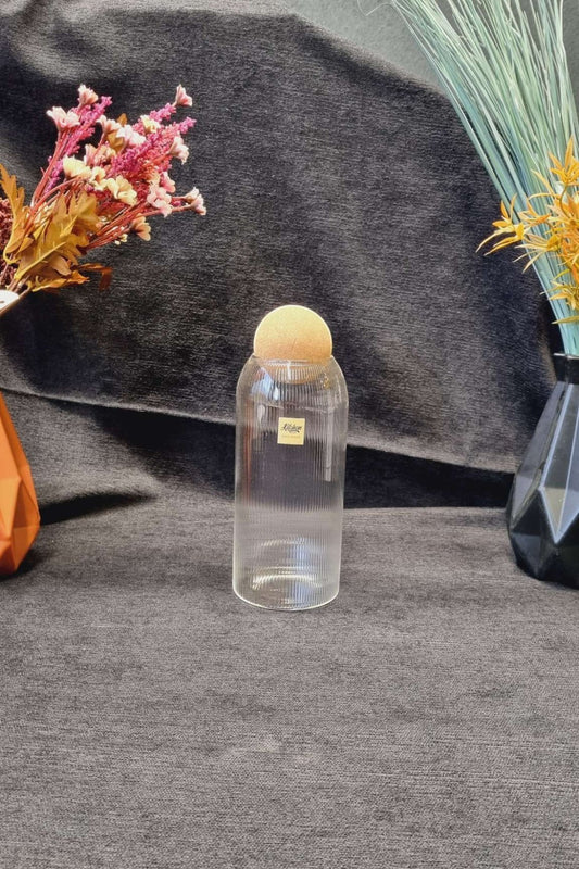 Mantar Kapaklı Borosilikat Çizgili Kavanoz KW-385C