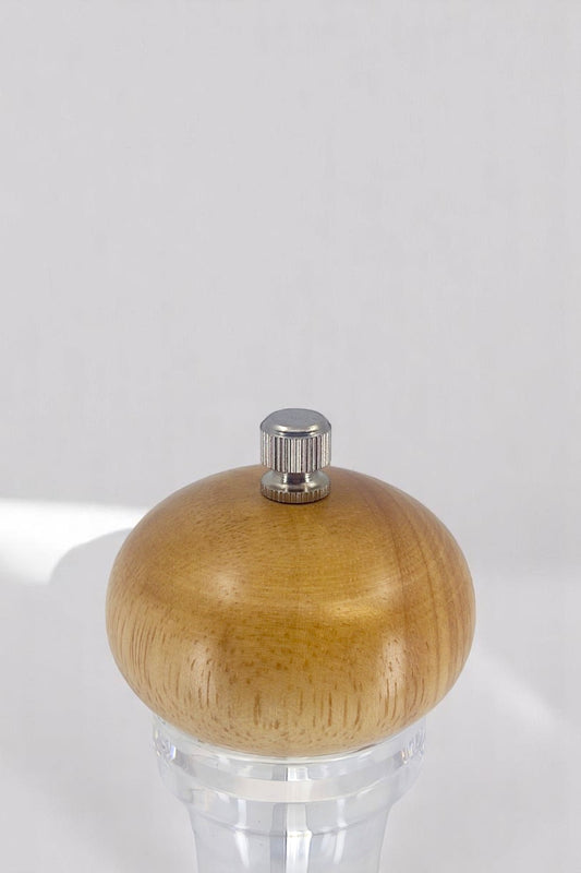 Büyük Bambu Kapaklı Şeffaf Baharat Öğütme Değirmeni KW-538