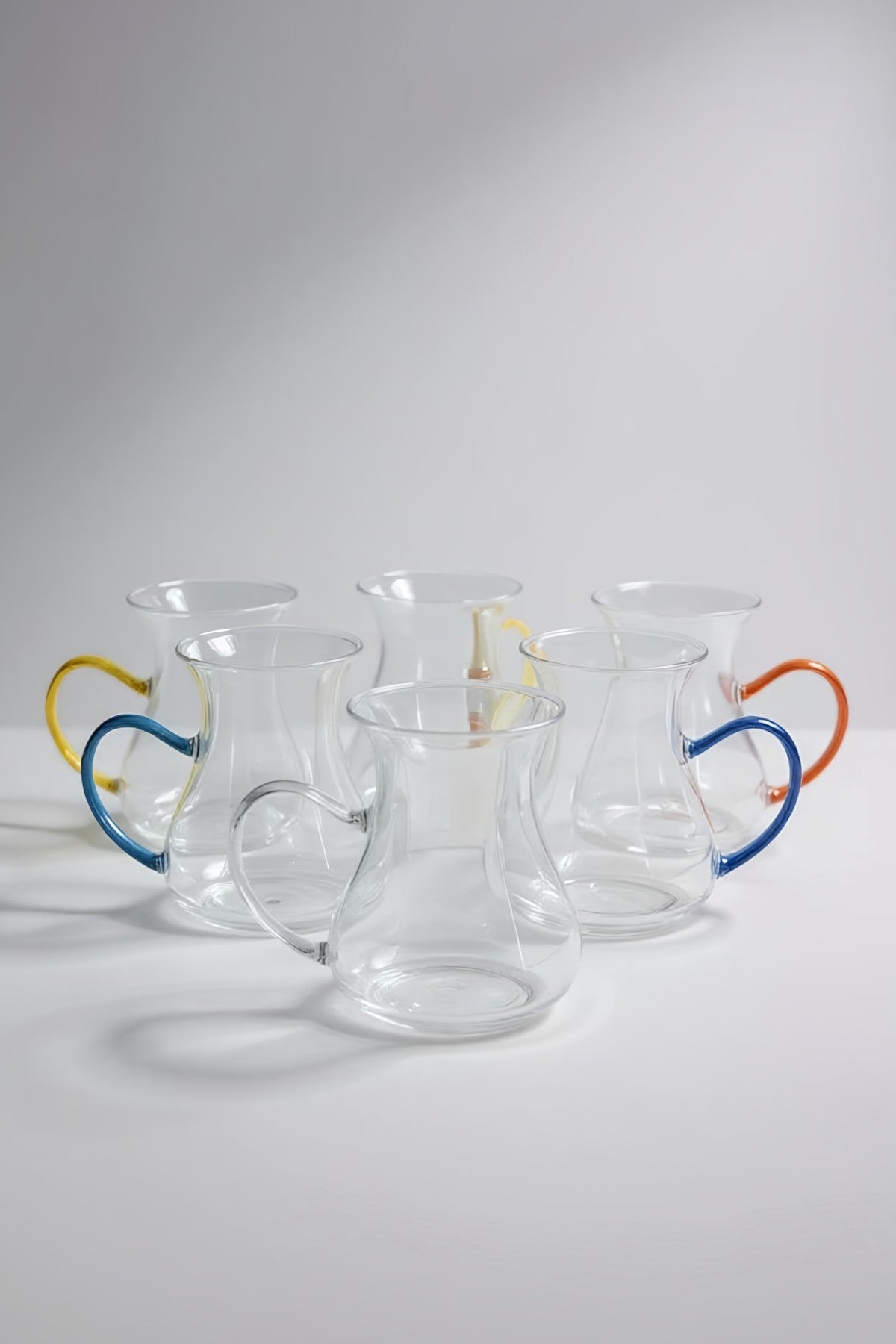 6'lı Renkli Kulplu Borosilikat Katre Serisi Bardak Seti 150ML KW-633