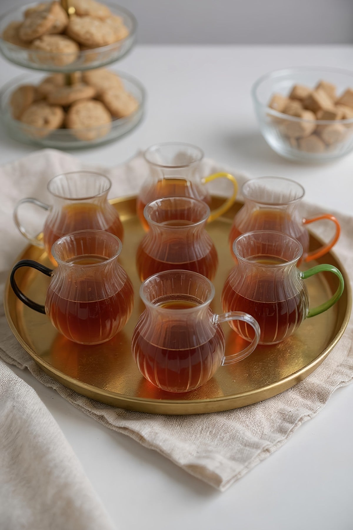 6'lı Renkli Kulplu Borosilikat Sedef Serisi Bardak Seti 175ML KW-634