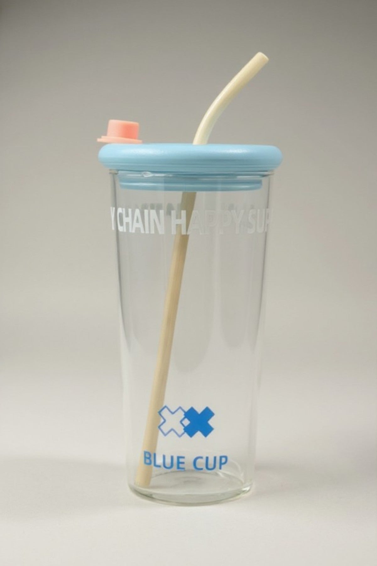 Red Cup Pipetli Kapaklı Borosilikat Cam Matara KW-882