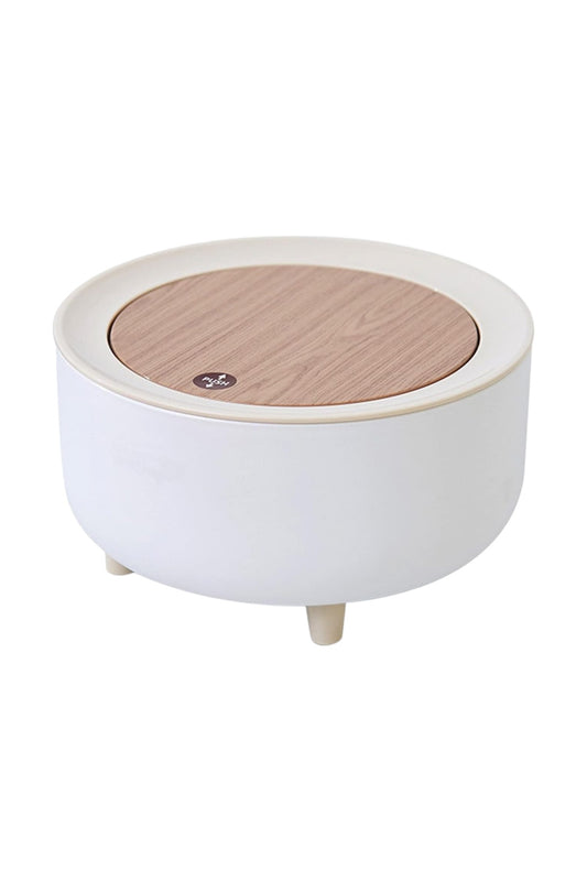 Click Kapaklı Ahşap Desenli Kaydırmaz Tabanlı Masa Üstü Çöp Kovası SHN-1196