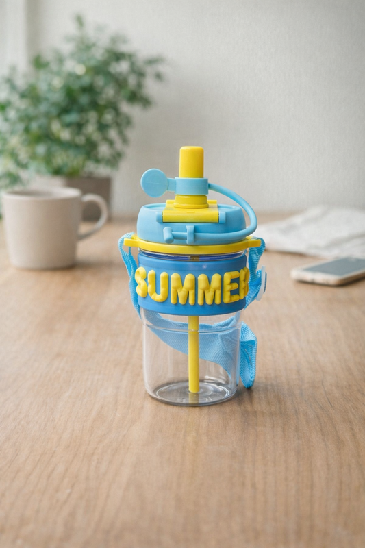 Desenli Pipetli Kapaklı 500ML Polikarbon Matara KW-1028