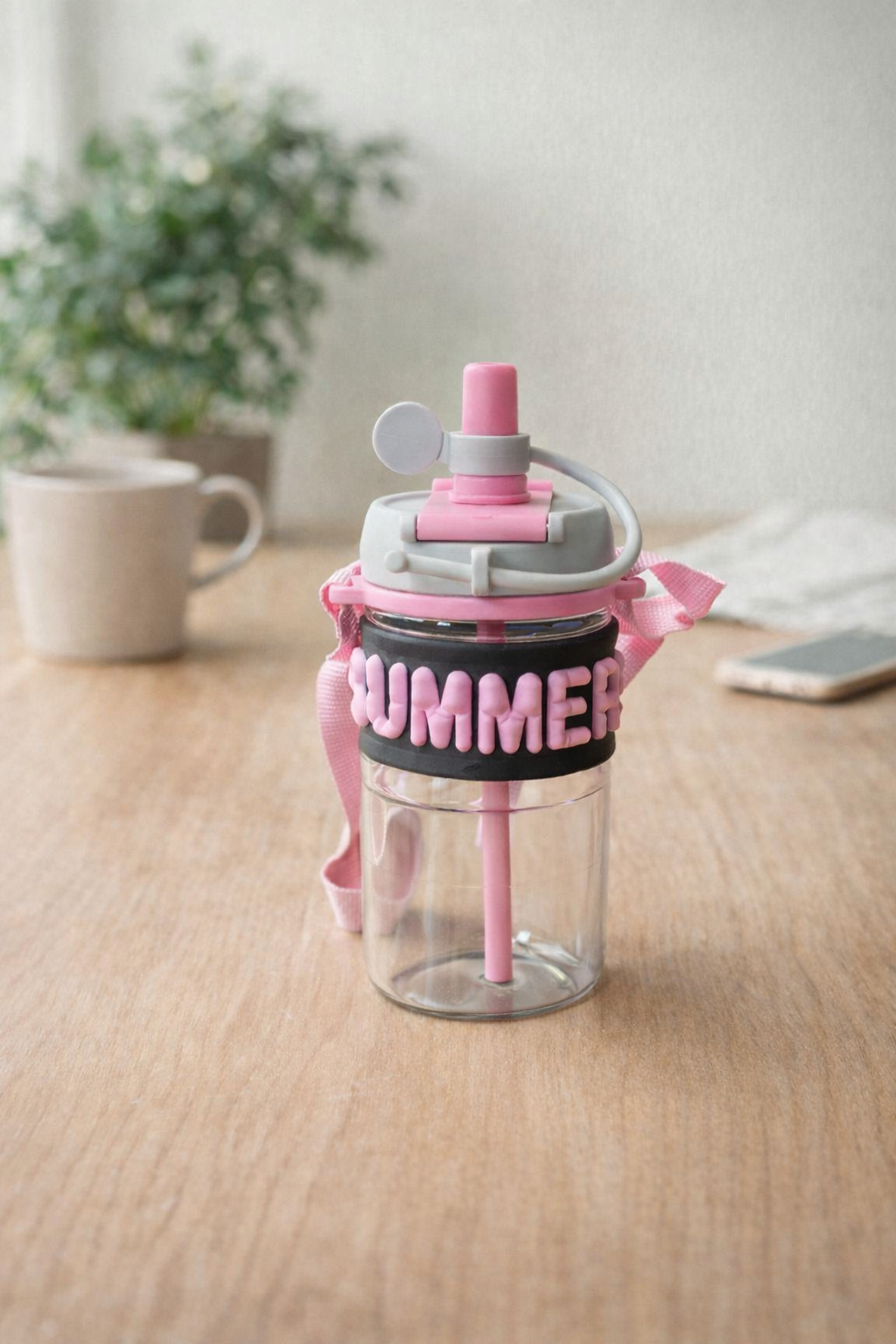 Desenli Pipetli Kapaklı 500ML Polikarbon Matara KW-1028