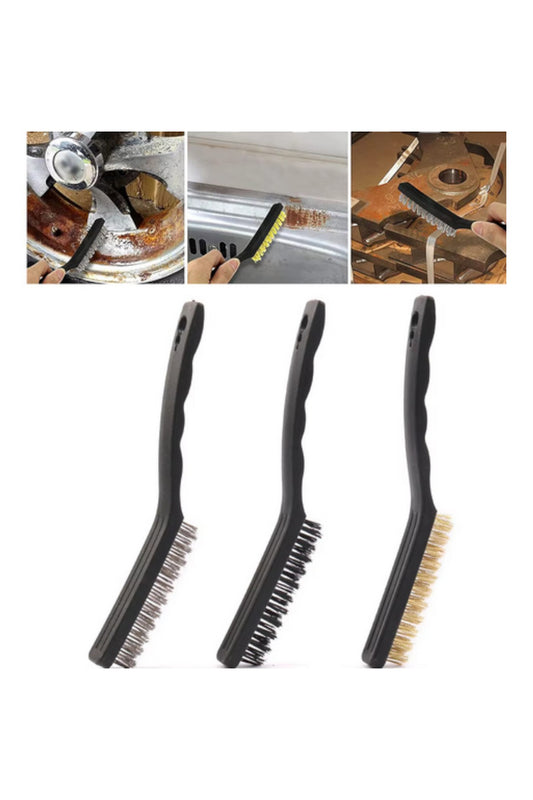 3 Lü Pirinç Tel Plastik Temizlik Fırçası SHN-1053