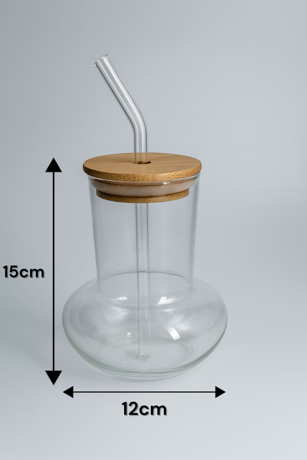 Bambu Kapaklı Borosilikat Cam Bardak KW-1064