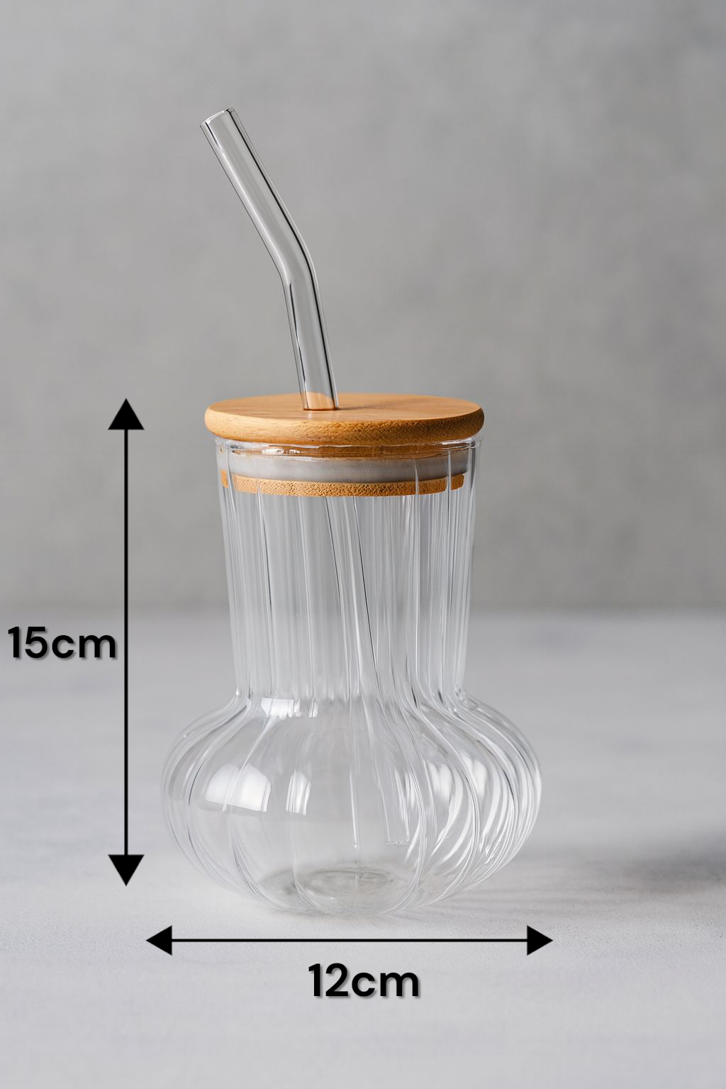 Bambu Kapaklı Borosilikat Cam Bardak KW-1065