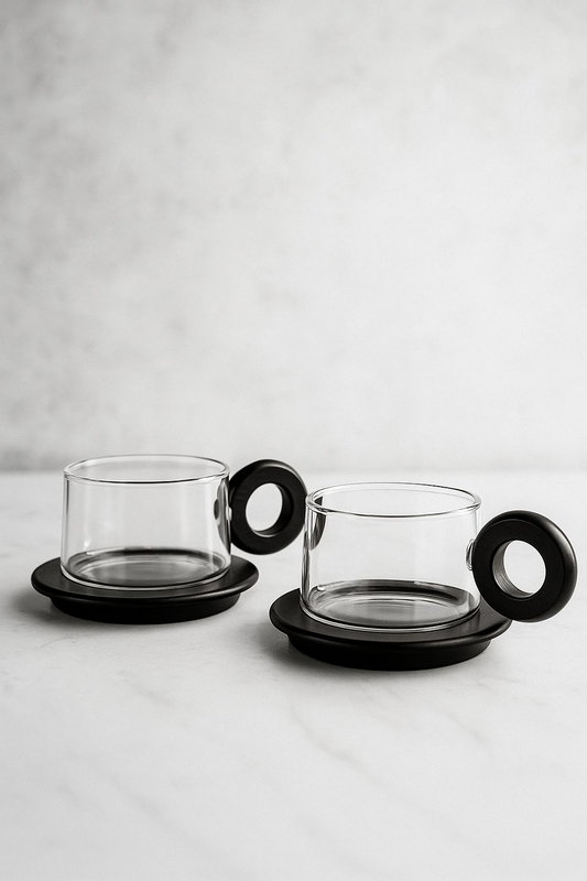 Akasya Kulplu 2'Li Borosilikat 90ml Fincan Seti KW-1071