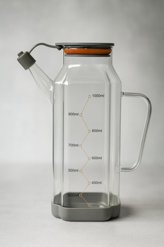 Isıya Dayanıklı Borosilikat 1000ml Cam Yağlık KW-1062