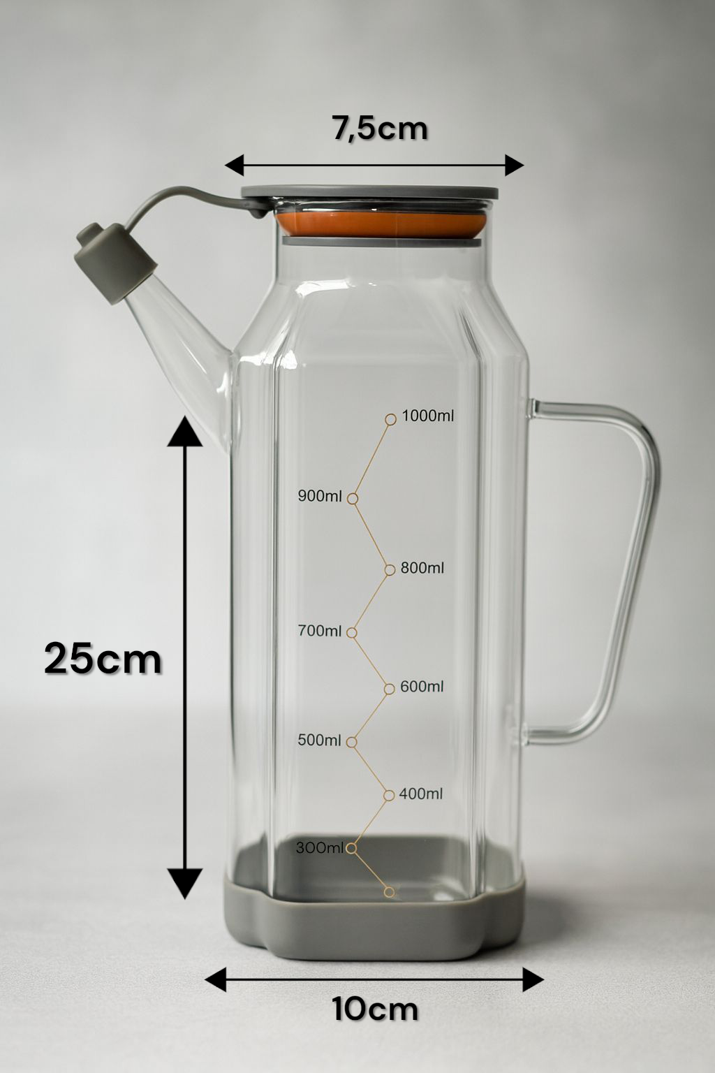 Isıya Dayanıklı Borosilikat 1000ml Cam Yağlık KW-1062
