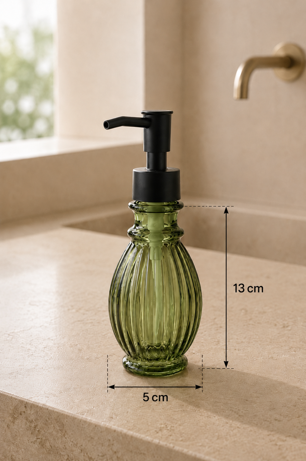 Çizgi Desenli Sıvı Sabunluk Dekoratif Pompalı Banyo Mutfak Sabunluğu SHN-2142