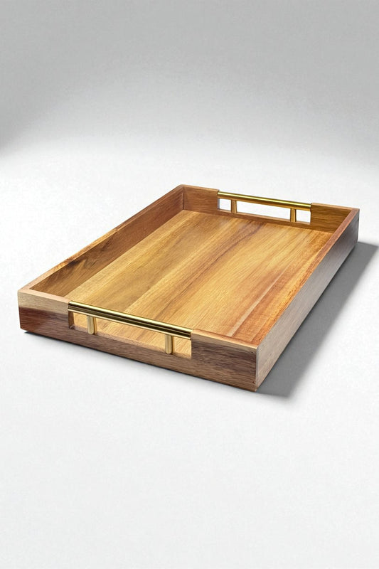 Akasya Tutma Saplı Tepsi Sunumluk 40x28CM KW-958