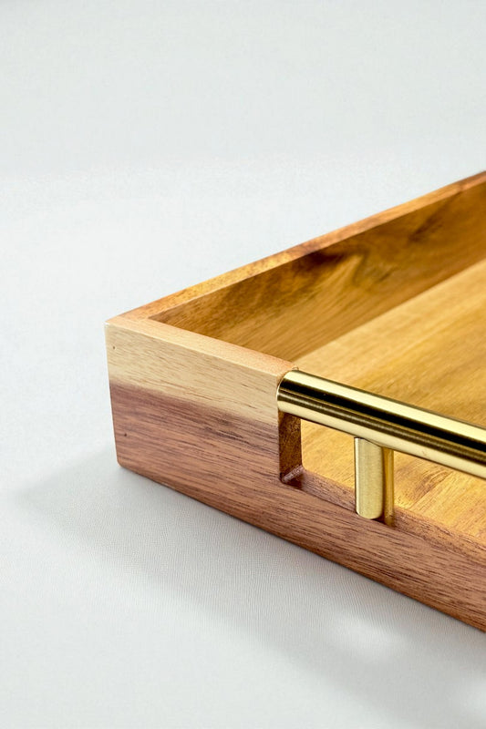 Akasya Tutma Saplı Tepsi Sunumluk 40x28CM KW-958