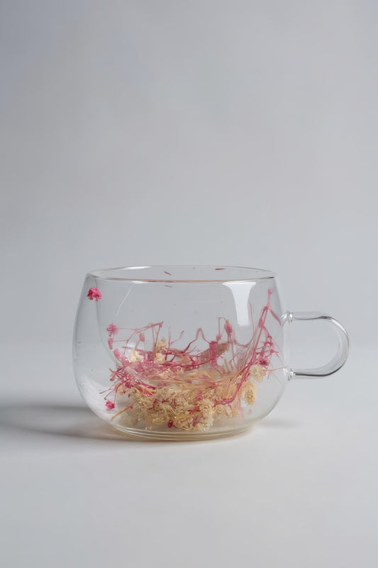 Çift Cidarlı Borosilikat 200ML Çiçek Figürlü Bardak Kupa KW-379C