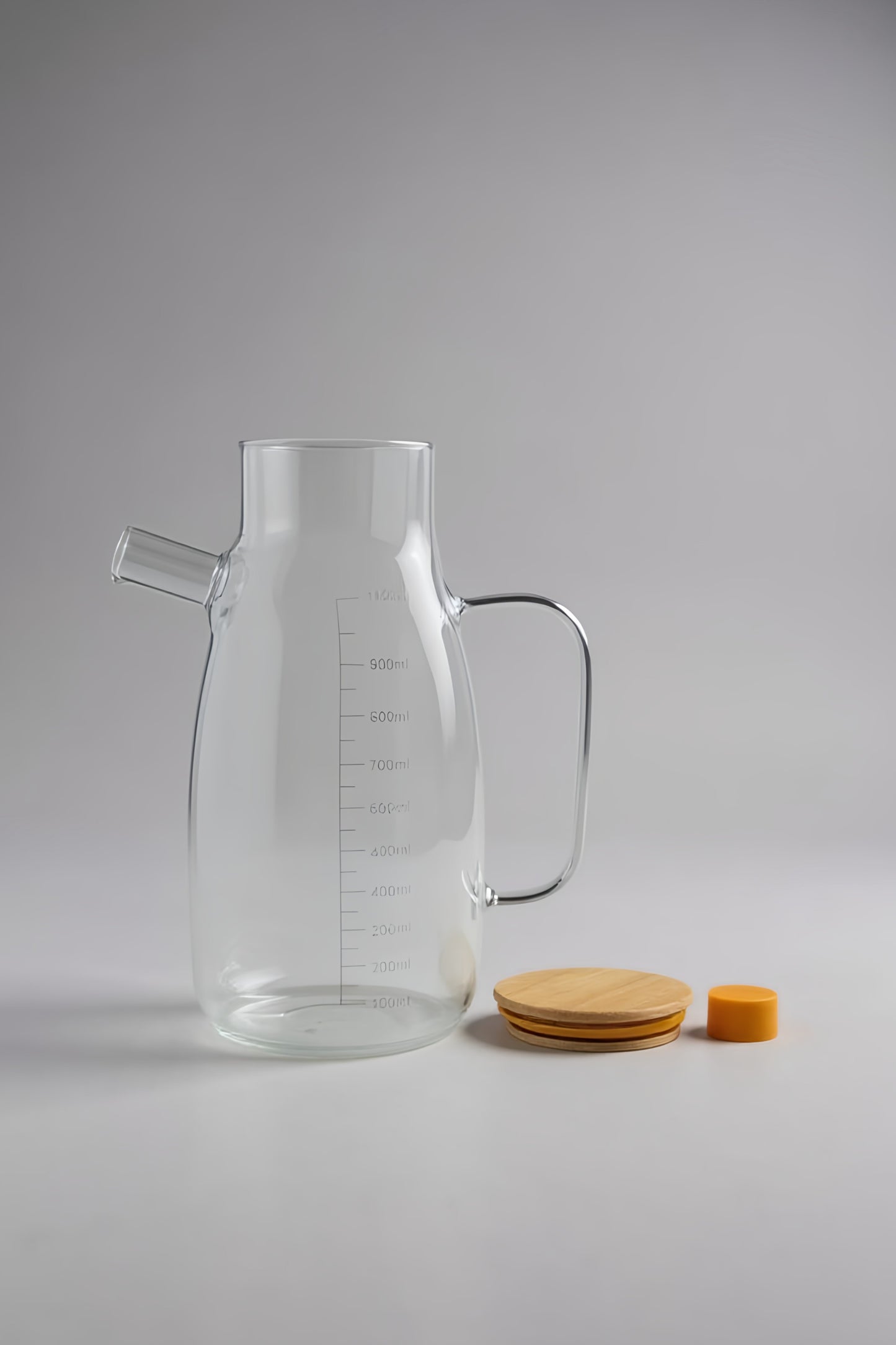 Bambu Kapaklı 1000ML Cam Yağdanlık KW-719