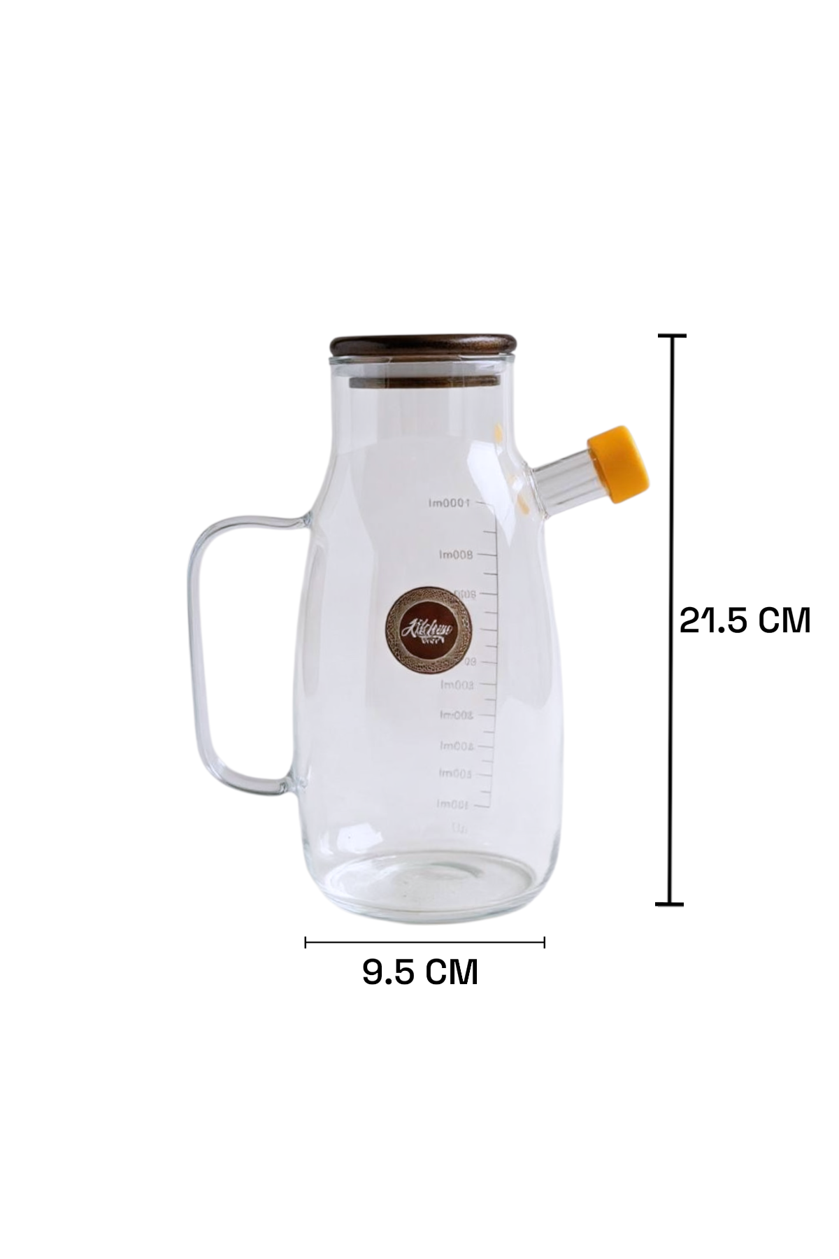 Akasya Kapaklı 1000ML Cam Yağdanlık KW-718