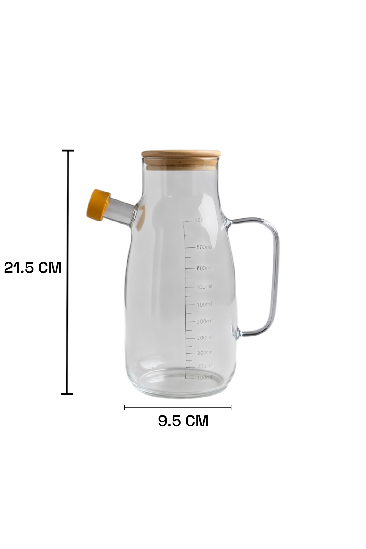 Bambu Kapaklı 1000ML Cam Yağdanlık KW-719