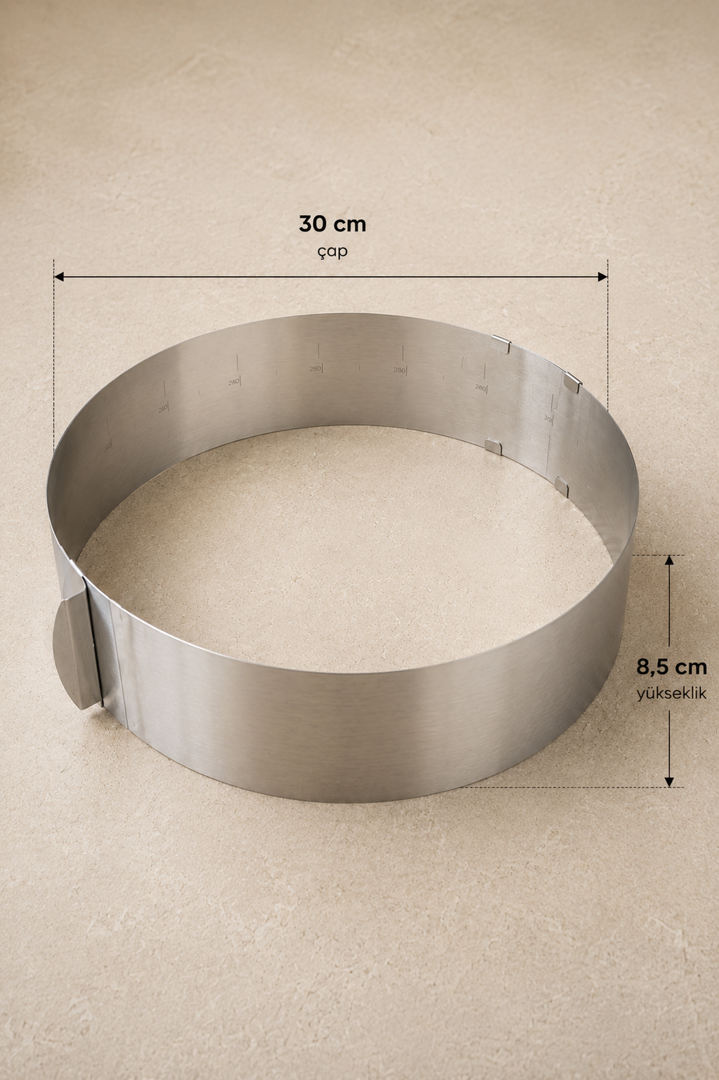 Ayarlanabilir Yuvarlak Kek Pasta Kalıbı Metal Pandispanya Kalıbı KW-3392