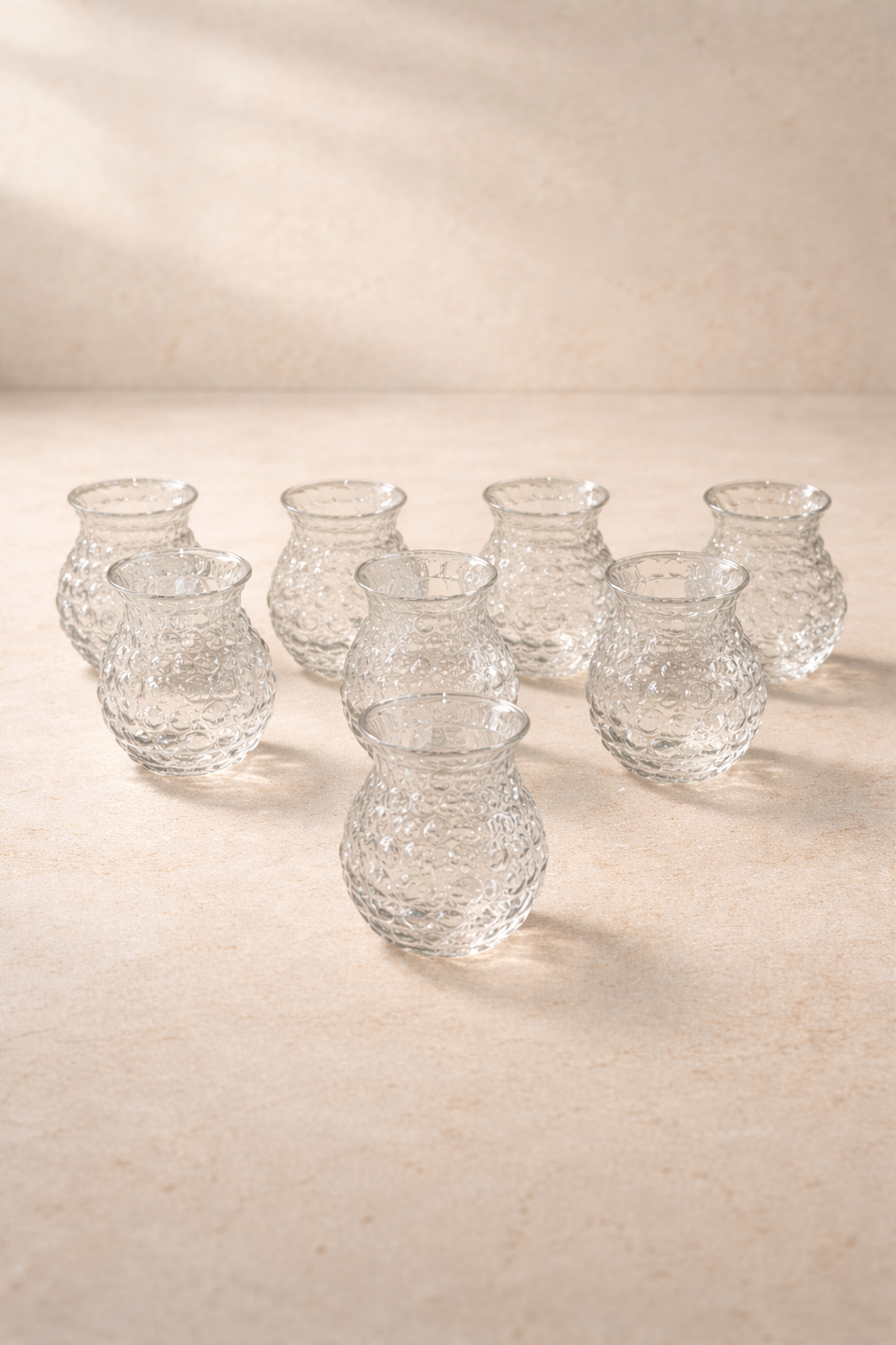 8’li 200 ML Borosilikat Desenli Cam Bardak Seti Isıya Dayanıklı Şeffaf KW-722