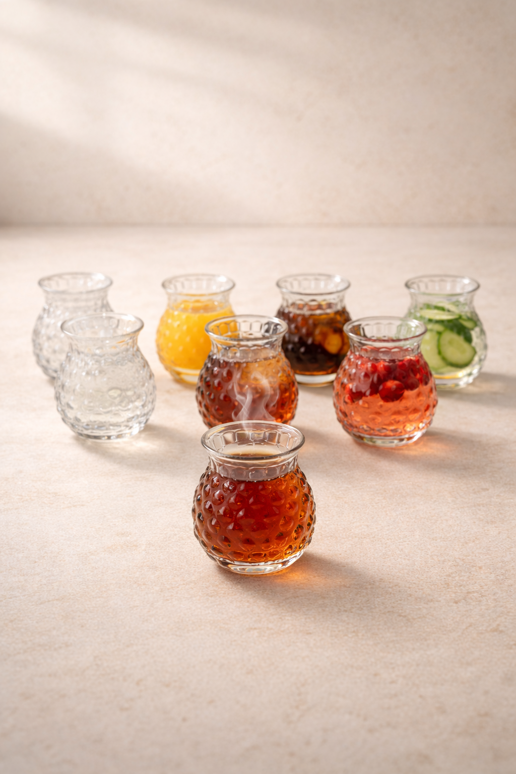 8’li 200 ML Borosilikat Desenli Cam Bardak Seti Isıya Dayanıklı Şeffaf KW-722