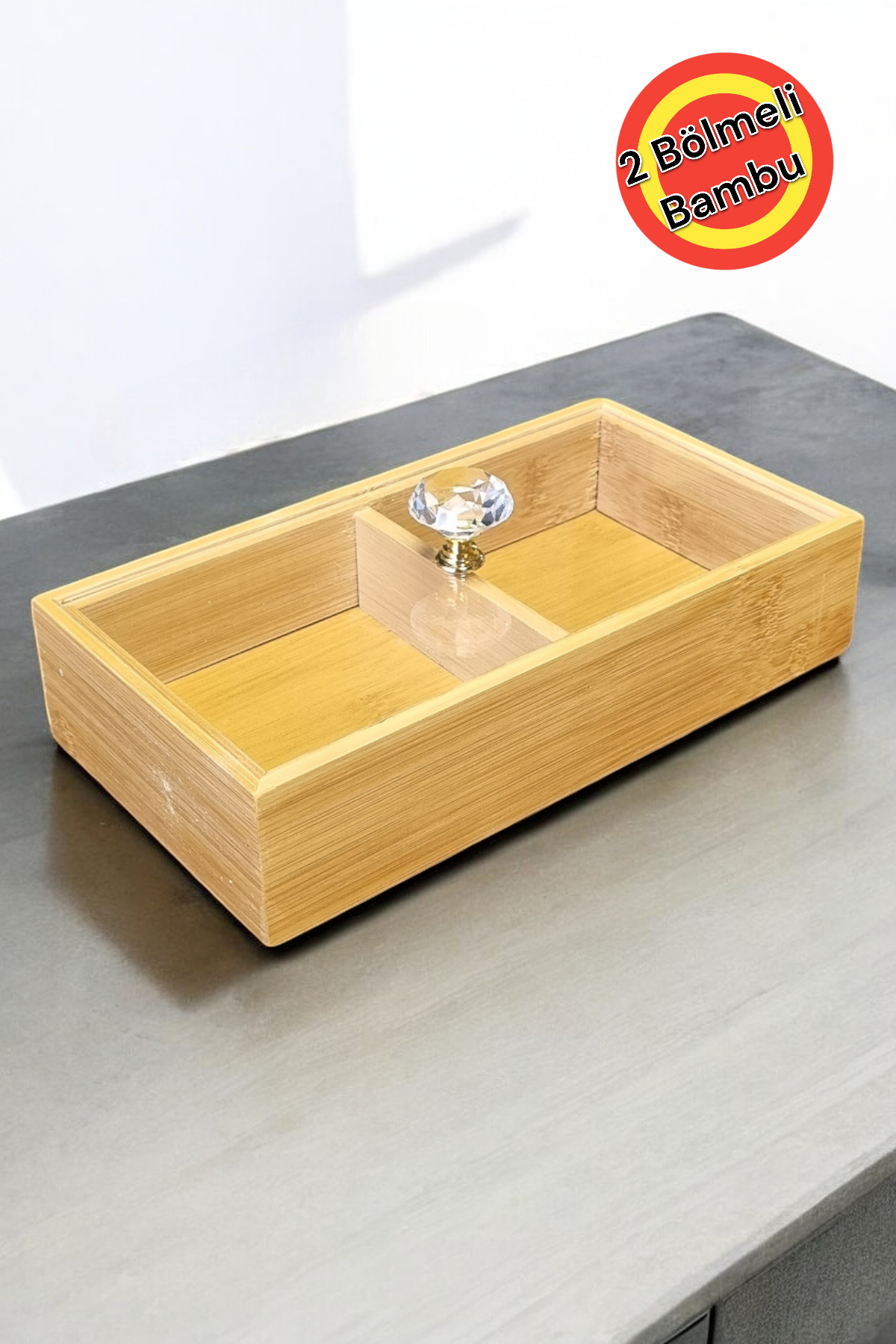 Kapaklı 2 Bölmeli Bambu Kahvaltılık Drajelik Organizer KW-165