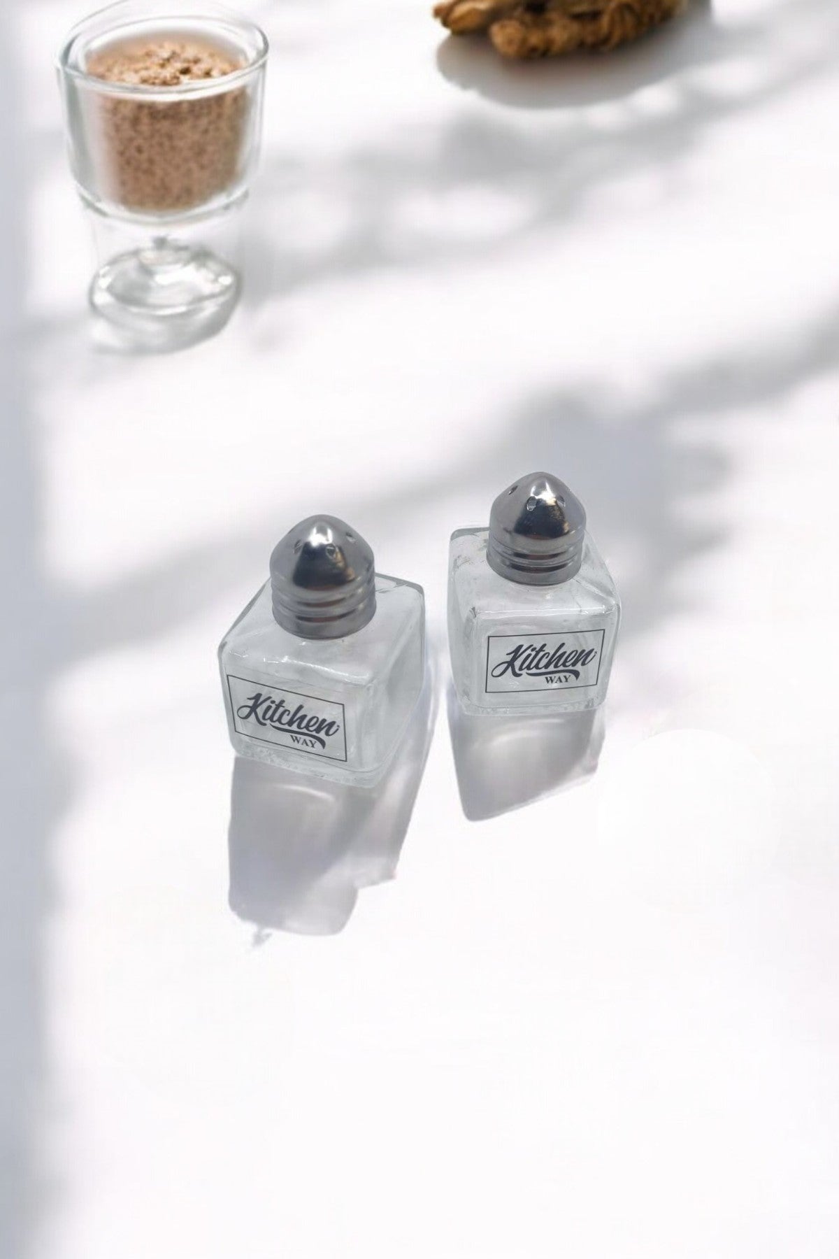 2'li Cam Tuzluk 20ml Mini Küp Tek Kişilik Tuzluk Biberlik Seti KW-376