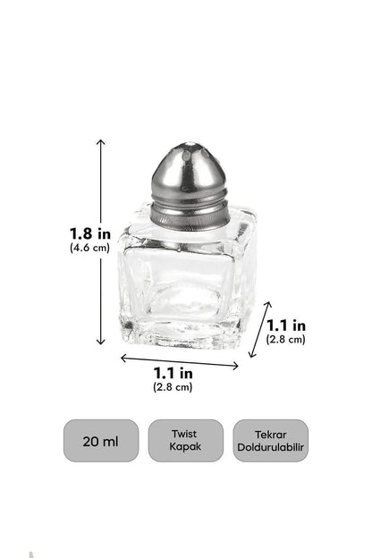 2'li Cam Tuzluk 20ml Mini Küp Tek Kişilik Tuzluk Biberlik Seti KW-376