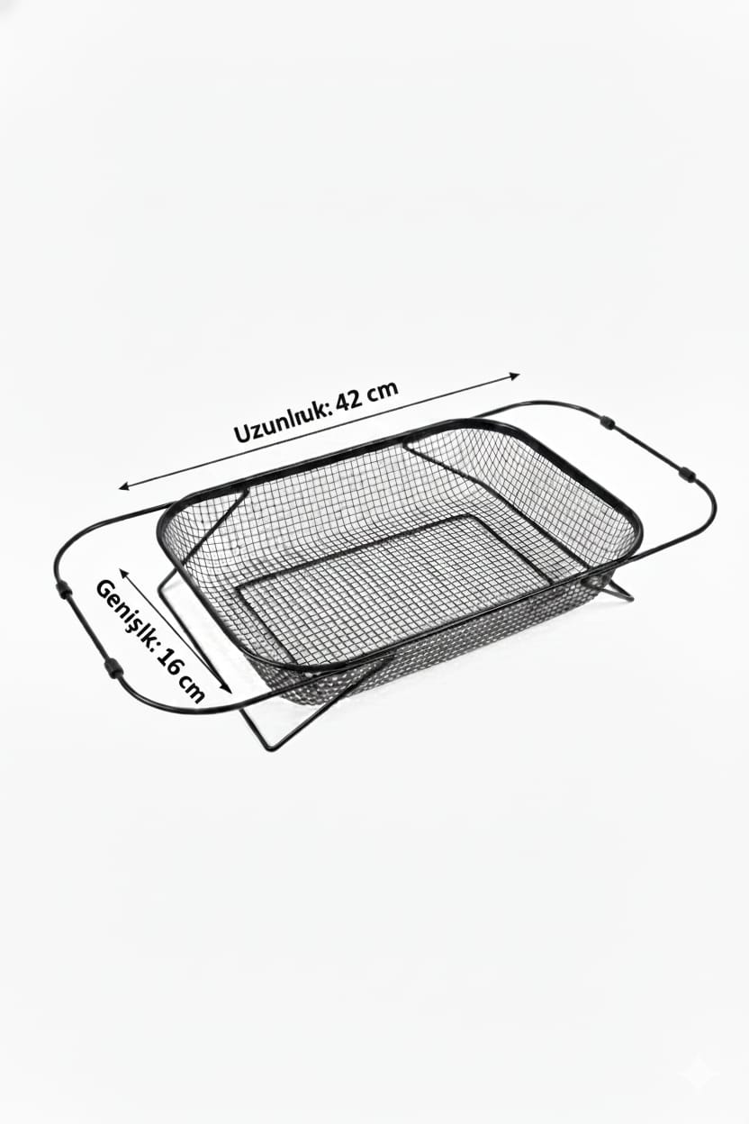 Siyah 42X16 Cm Meyve Sebze Yıkama ve Bulaşık Süzgeci KW-270A