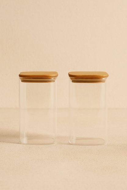 2'li Bambu Conta Kapaklı Kavanoz KW-815