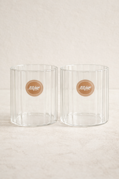 Borosilikat 2’li Cam Meşrubat Bardak 240ml Isıya Dayanıklı Şeffaf Cam Bardak Seti KW-1043