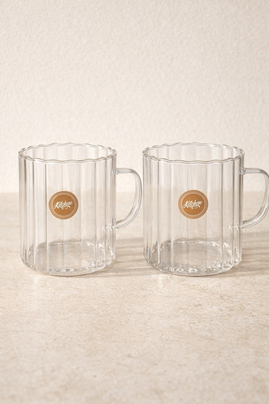 Borosilikat 2’li Cam Meşrubat Kupa 350ml Isıya Dayanıklı Şeffaf Cam Kupa Seti KW-1049