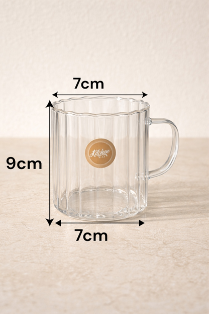 Borosilikat 2’li Cam Meşrubat Kupa 350ml Isıya Dayanıklı Şeffaf Cam Kupa Seti KW-1049