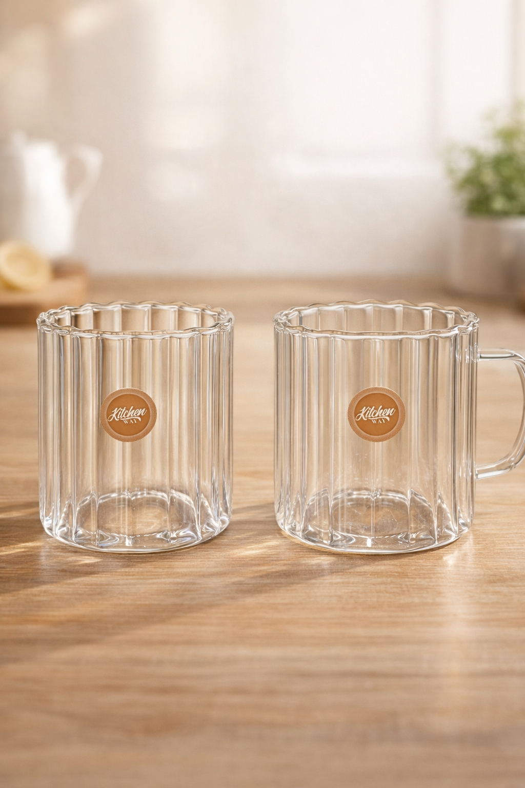 Borosilikat 2’li Cam Meşrubat Kupa 350ml Isıya Dayanıklı Şeffaf Cam Kupa Seti KW-1049