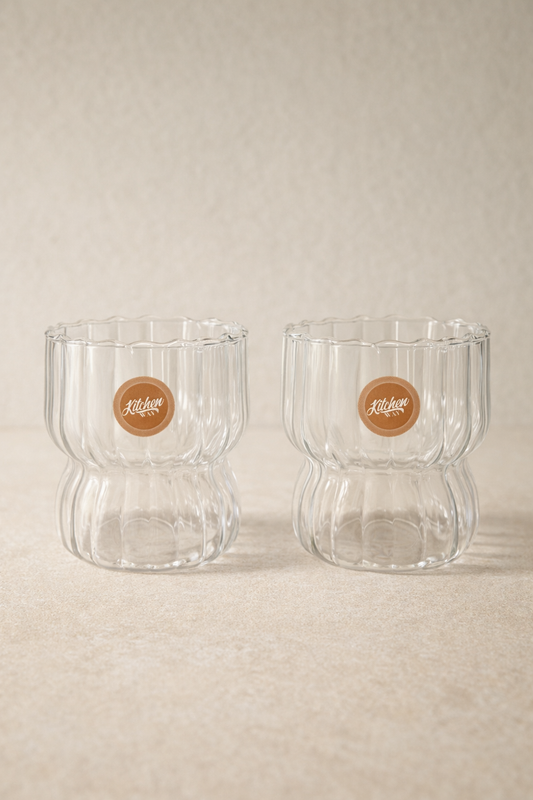 Borosilikat 2’li Cam Bardak 310ml Isıya Dayanıklı Şeffaf Cam Bardak Seti KW-1050