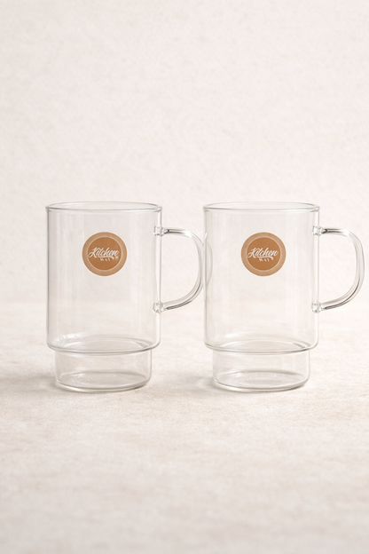 Borosilikat 2’li Cam Meşrubat Bardak 330ml Isıya Dayanıklı Şeffaf Cam Bardak Seti KW-1054