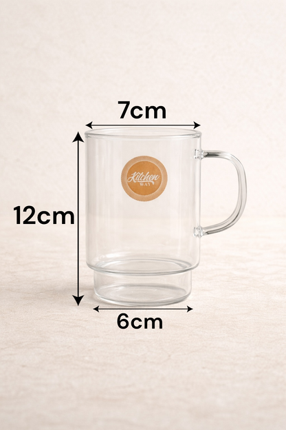 Borosilikat 2’li Cam Meşrubat Bardak 330ml Isıya Dayanıklı Şeffaf Cam Bardak Seti KW-1054