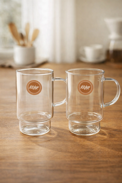 Borosilikat 2’li Cam Meşrubat Bardak 330ml Isıya Dayanıklı Şeffaf Cam Bardak Seti KW-1054